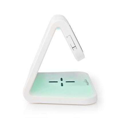 Relógio despertador com carregador sem fios LED/10W/230V branco