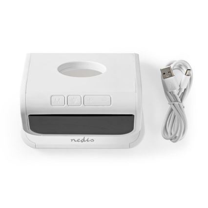 Relógio despertador com carregador sem fios LED/10W/230V branco