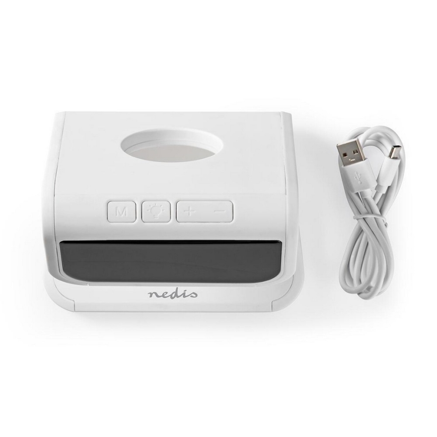 Relógio despertador com carregador sem fios LED/10W/230V branco