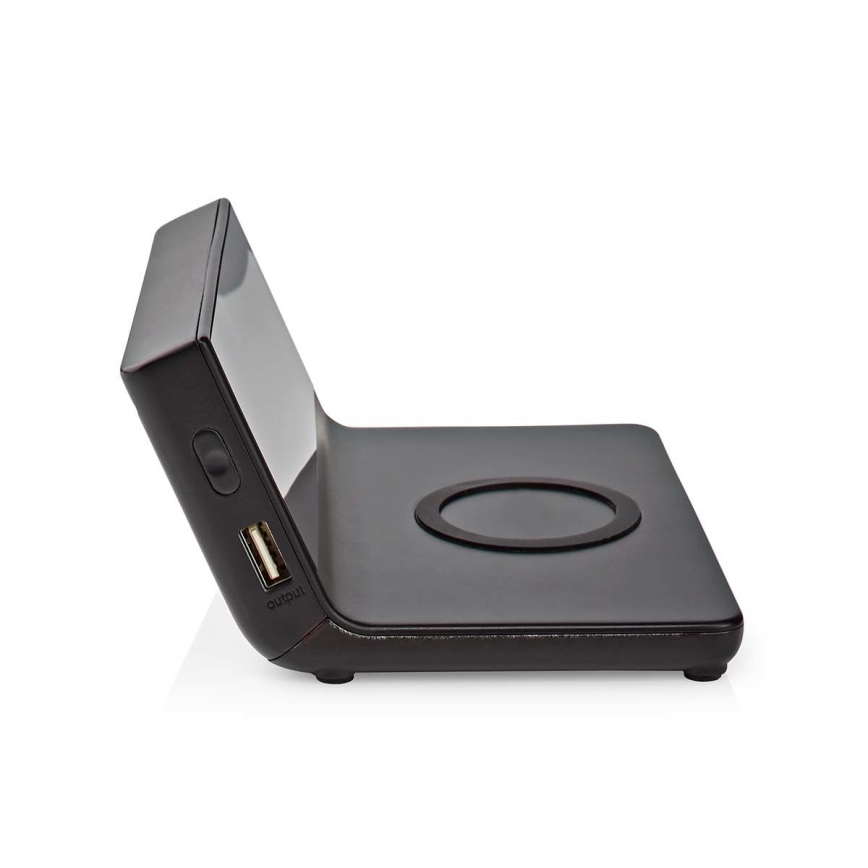 Despertador com visor LCD e sem fios carregador 15W/5V + 1xCR2032 preto