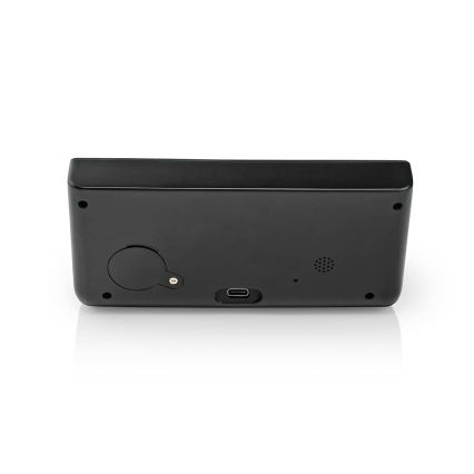 Relógio despertador com visor LCD e carregador sem fios 15W/230V preto