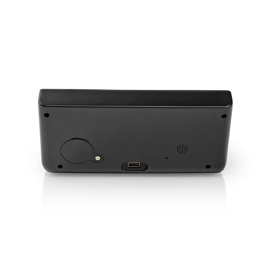 Relógio despertador com visor LCD e carregador sem fios 15W/230V preto