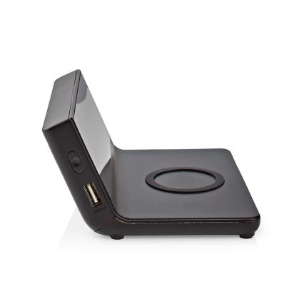 Relógio despertador com visor LCD e carregador sem fios 15W/230V preto