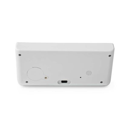 Despertador com visor LCD e sem fios carregador 15W/5V + 1xCR2032 branco