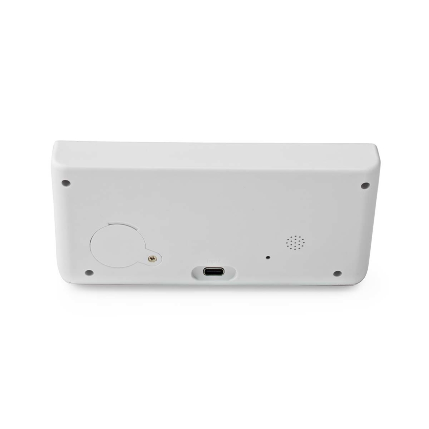 Relógio despertador com visor LCD e carregador sem fios 15W/230V branco
