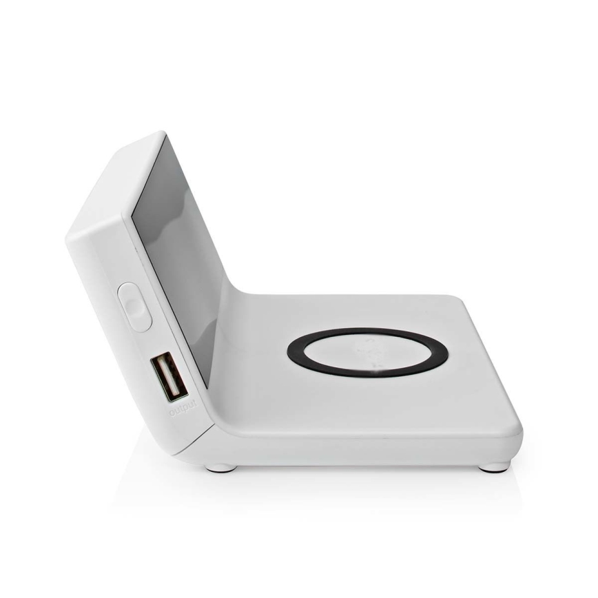 Relógio despertador com visor LCD e carregador sem fios 15W/230V branco