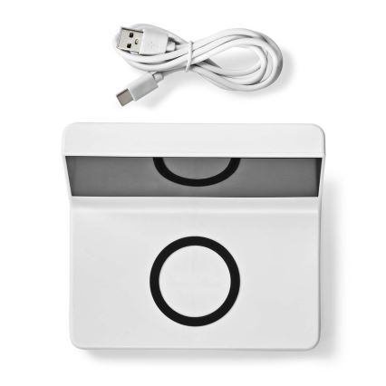 Relógio despertador com visor LCD e carregador sem fios 15W/230V branco