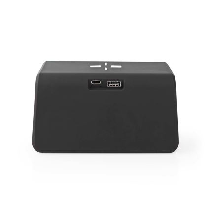 Relógio despertador com visor LCD e carregador sem fios 15W/230V preto