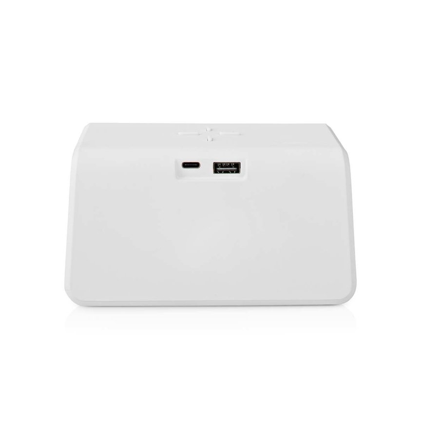 Relógio despertador com visor LCD e carregador sem fios 15W/230V branco