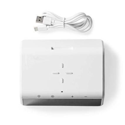 Relógio despertador com visor LCD e carregador sem fios 15W/230V branco