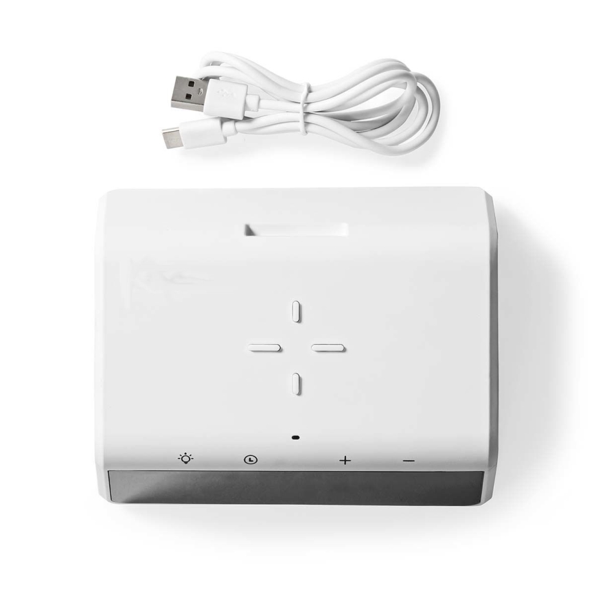 Relógio despertador com visor LCD e carregador sem fios 15W/230V branco