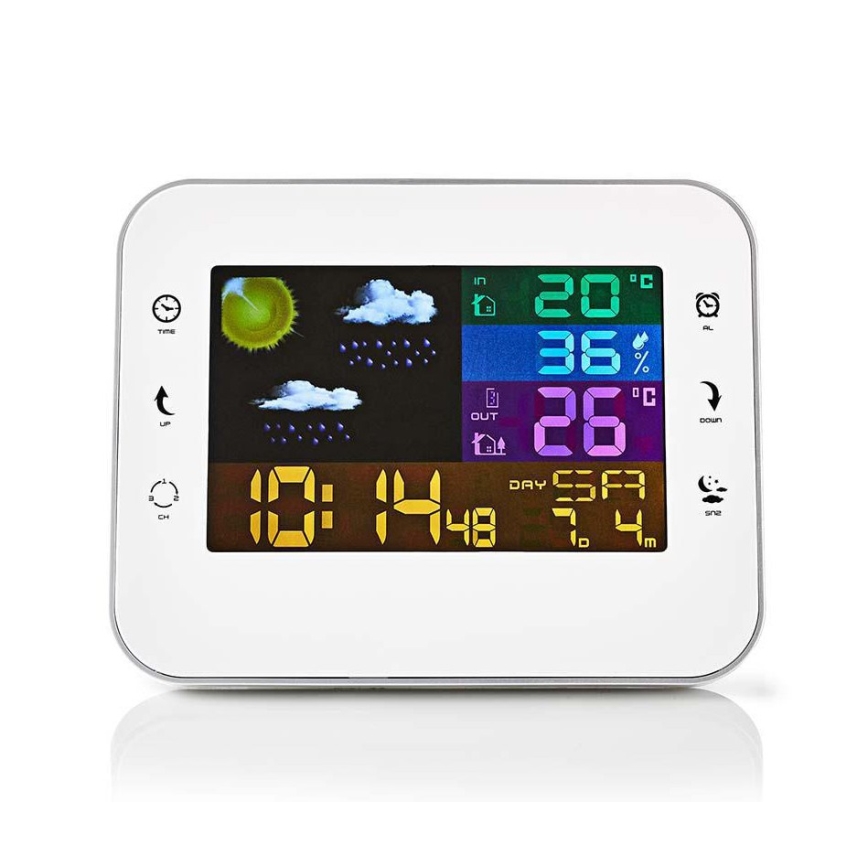 Estação meteorológica com ecrã LCD a cores 230V/3xAAA + 2xAA branco
