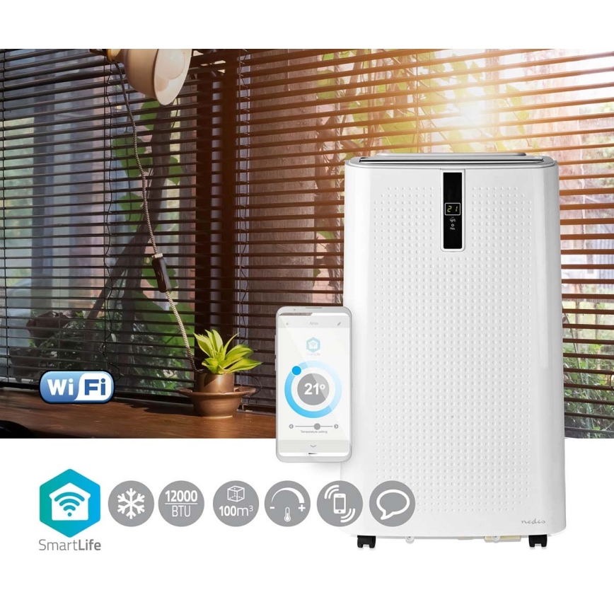 Ar condicionado móvel inteligente 3 em 1, incluindo acessórios 1357W/230V 12000 BTU Wi-Fi + comando