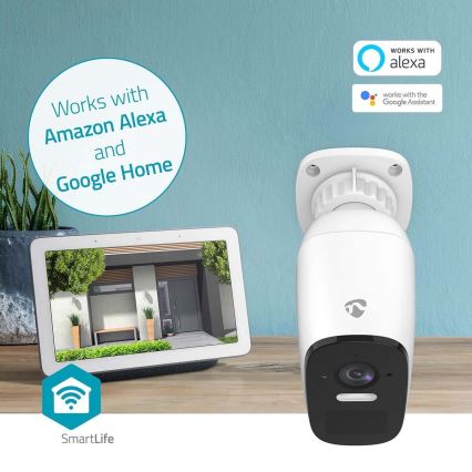 Câmara recarregável inteligente para exterior com sensor SmartLife 4MP Quad HD 1440p 5V/5200mAh Wi-Fi Tuya IP66