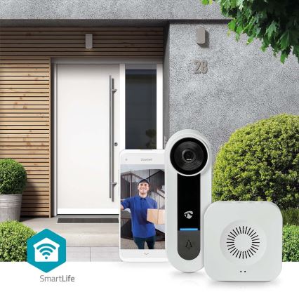 Vídeoporteiro sem fios com sensor Full HD 1536p Wi-Fi IP65