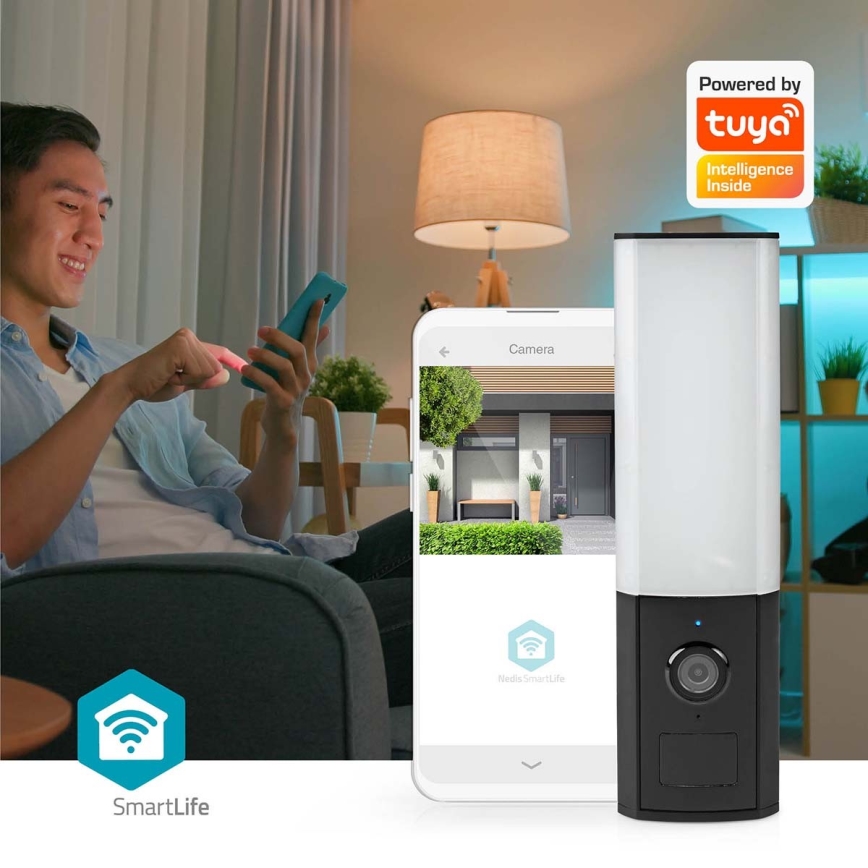 Câmara exterior inteligente Smartlife Full HD 1080p com iluminação LED Wi-Fi Tuya IP65