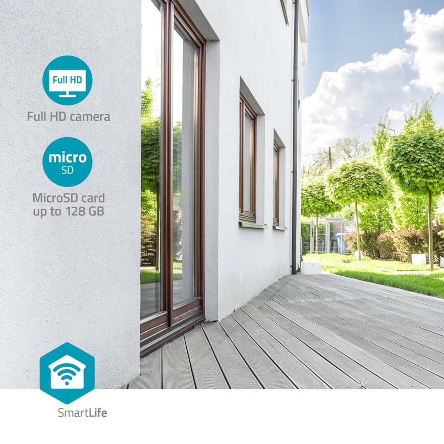 Câmara exterior inteligente Smartlife Full HD 1080p com iluminação LED Wi-Fi Tuya IP65