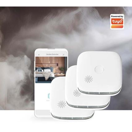 CONJUNTO 3x Detetores de fumo SmartLife 3V/1xCR123A Wi-Fi Tuya