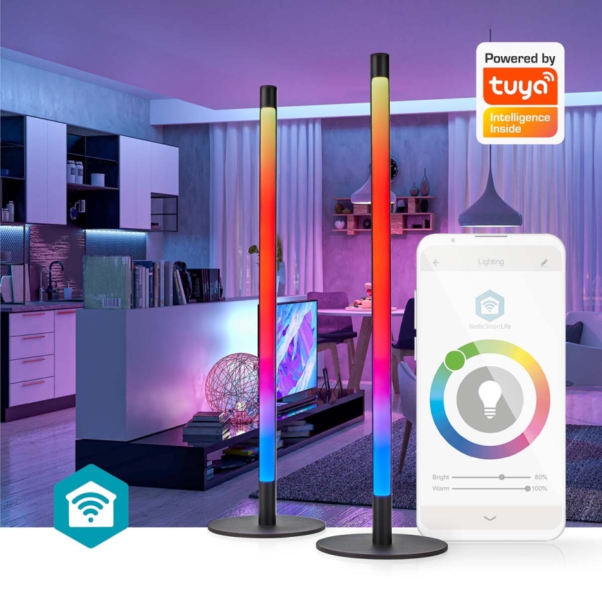 Nedis WIFILD10RGBW-CONJUNTO 2x Candeeiros de mesa LED RGBIC com regulação LED/36W/230V 2700-6500K + comando