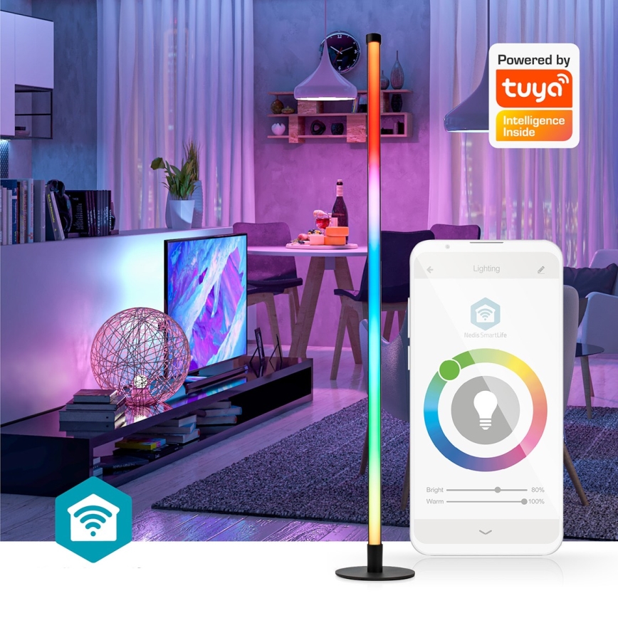 Candeeiro de chão LED RGBIC com regulação Smartlife LED/10W/230V 100,5 cm 2700-6500K Wi-Fi Tuya + comando