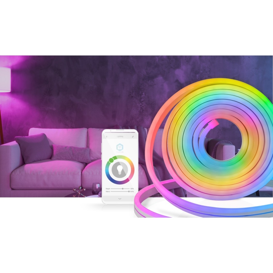 Tira exterior LED RGB Regulável SmartLife 6m 32W/230V Wi-Fi IP65+ controlo remoto