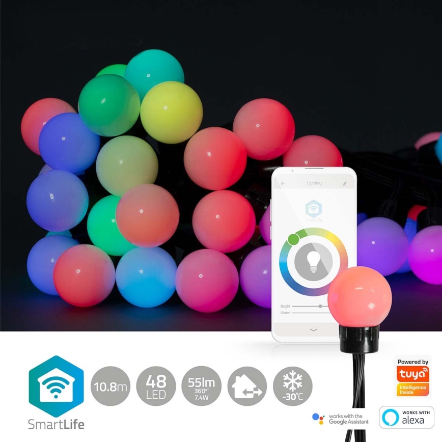 Corrente decorativa LED RGB 48xLED 13,8m IP65 Wi-Fi Tuya
