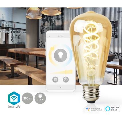 Lâmpada LED com regulação ST64 E27/4,9W/230V Wi-Fi 1800-6500K
