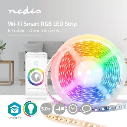 Tira LED inteligente RGB com Wi-Fi LED/15W/230V 2700 - 6500K 5 m