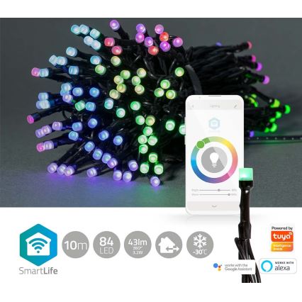 Corrente exterior de Natal LED RGB 84xLED/8 funções 13m IP65 Wi-Fi Tuya