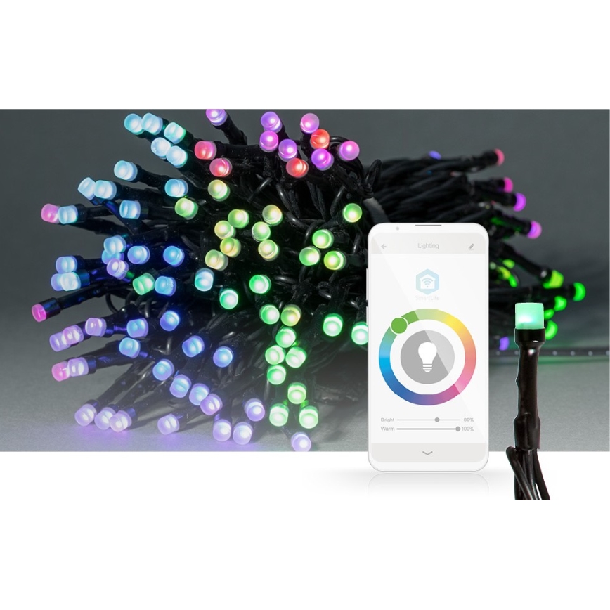 Corrente exterior de Natal LED RGB 84xLED/8 funções 13m IP65 Wi-Fi Tuya