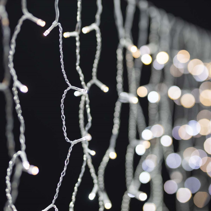 Cortina exterior de Natal LED 200xLED/8 funções 6m IP65 Wi-Fi Tuya branco quente