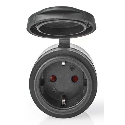 Tomada inteligente 3680W/230V/Schuko Tipo F/16A Wi-Fi IP44 preta