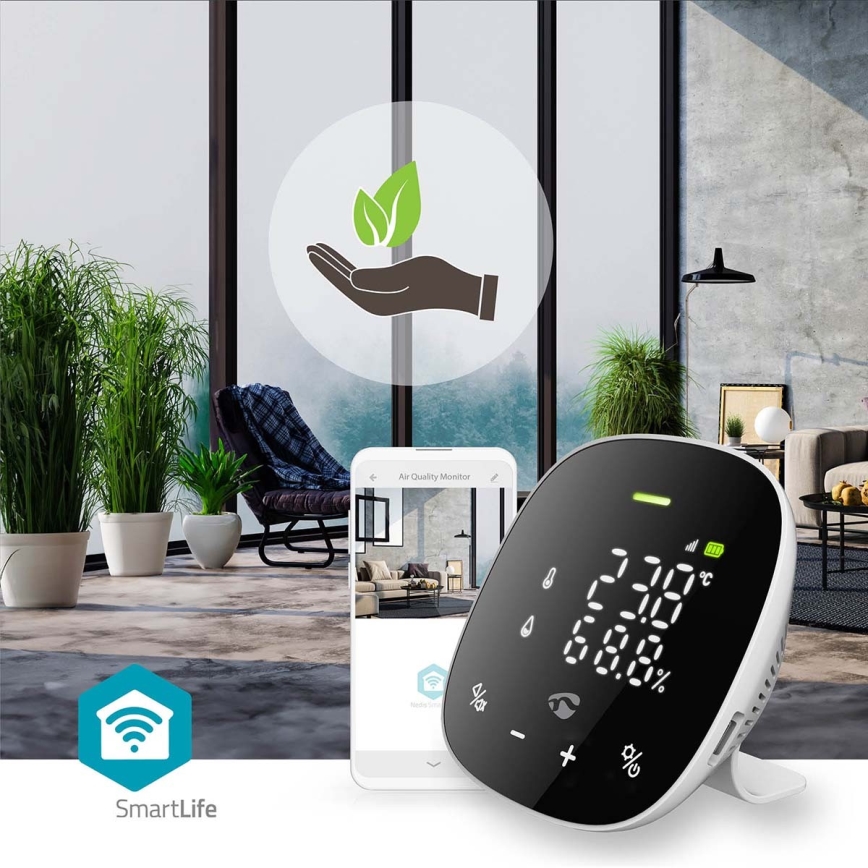 Monitor inteligente para a qualidade do ar com ecrã LED SmartLife Wi-Fi