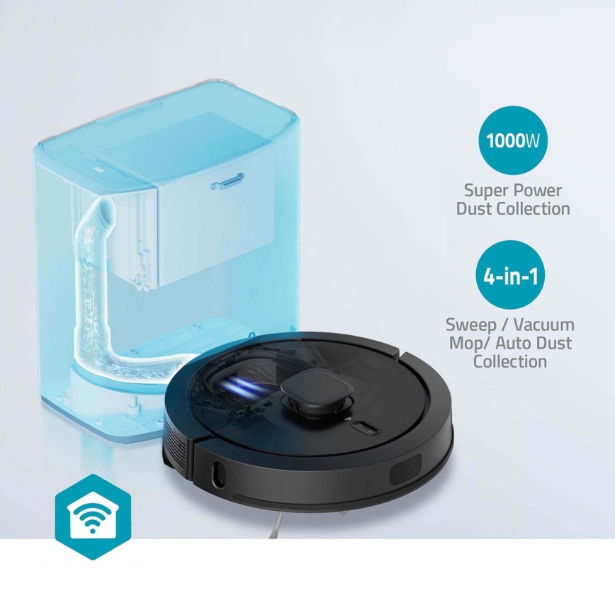 Aspirador robô inteligente com mopa SmartLife Wi-Fi Tuya preto + comando