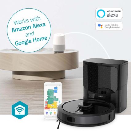 Aspirador robô inteligente com mopa SmartLife Wi-Fi Tuya preto + comando