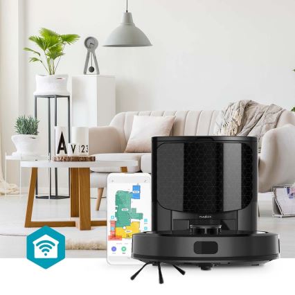 Aspirador robô inteligente com mopa SmartLife Wi-Fi Tuya preto + comando