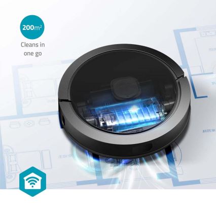 Aspirador robô inteligente com mopa SmartLife Wi-Fi Tuya preto + comando