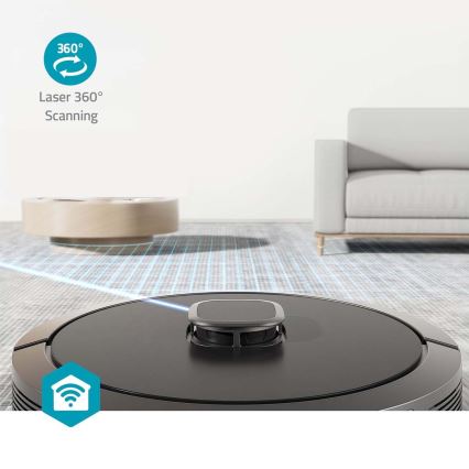 Aspirador robô inteligente com mopa SmartLife Wi-Fi Tuya preto + comando