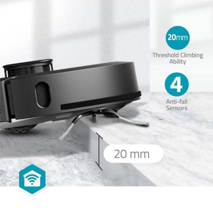 Aspirador robô inteligente com mopa SmartLife Wi-Fi Tuya preto + comando