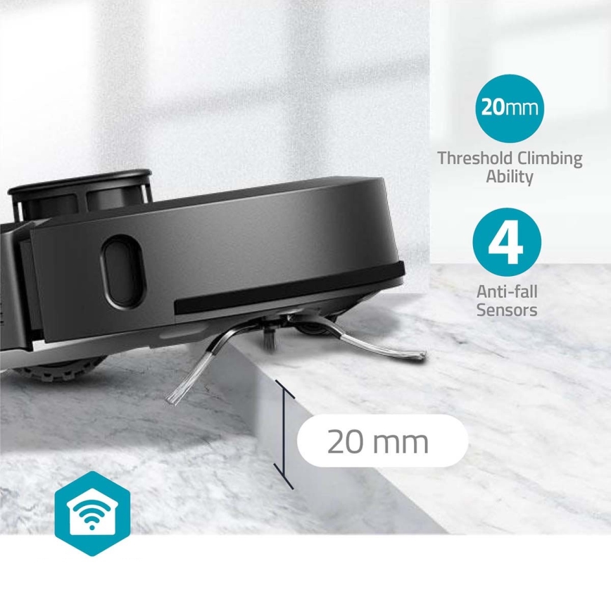 Aspirador robô inteligente com mopa SmartLife Wi-Fi Tuya preto + comando