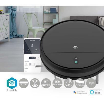 Aspirador robô inteligente com mopa 28W/2500 mAh Wi-Fi preto + comando