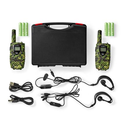 CONJUNTO 2x Walkie-talkie com iluminação LED 3xAAA alcance 8 km camuflagem