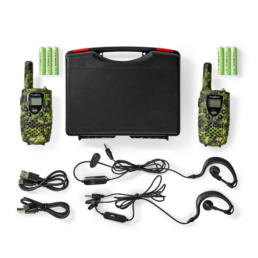 CONJUNTO 2x Walkie-talkie com iluminação LED 3xAAA alcance 8 km camuflagem