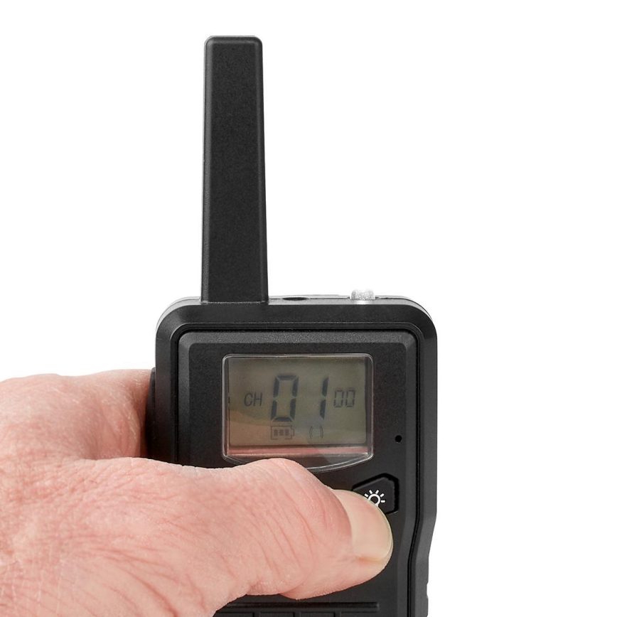 CONJUNTO 2x Walkie-talkie recarregável com iluminação LED 1300 mAh alcance 10 km
