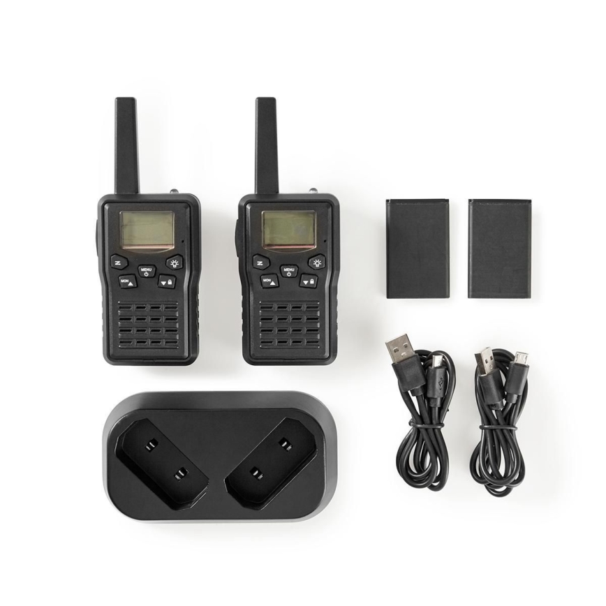 CONJUNTO 2x Walkie-talkie recarregável com iluminação LED 1300 mAh alcance 10 km
