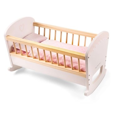 New Classic Toys - Cama de madeira para bonecas rosa