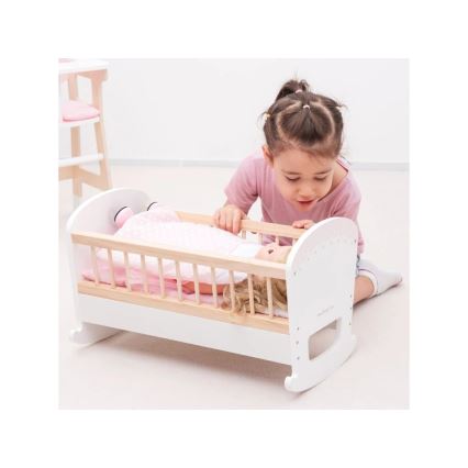 New Classic Toys - Cama de madeira para bonecas rosa