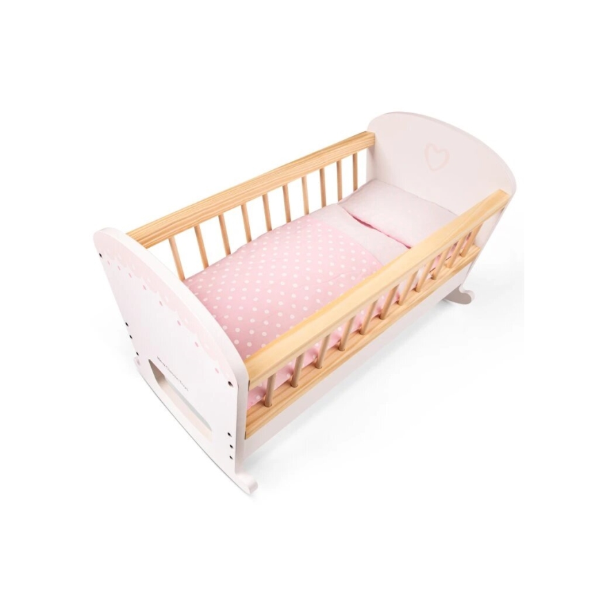 New Classic Toys - Cama de madeira para bonecas rosa