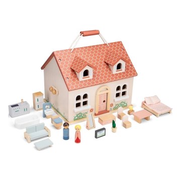 New Classic Toys - Casa de bonecas de madeira vermelho