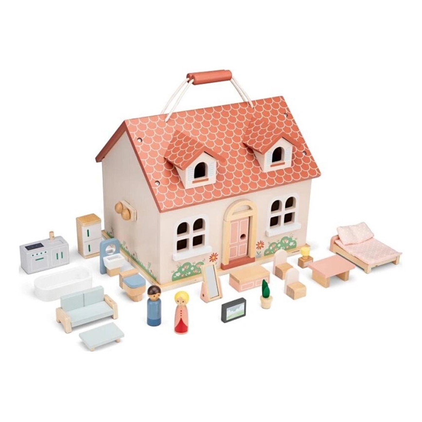 New Classic Toys - Casa de bonecas de madeira vermelho
